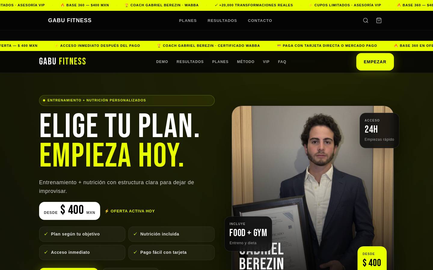 gabufitness.com homepage screenshot