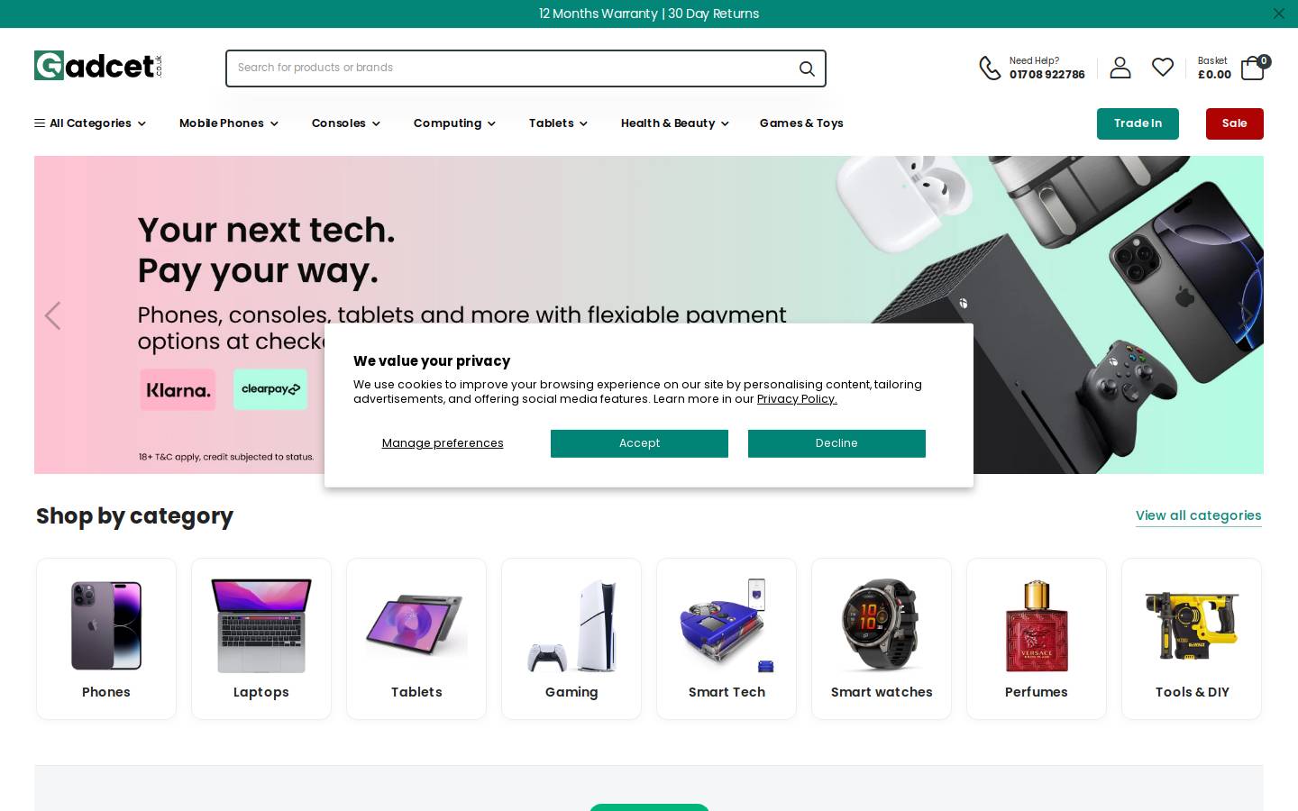 Gadcet.co.uk homepage screenshot
