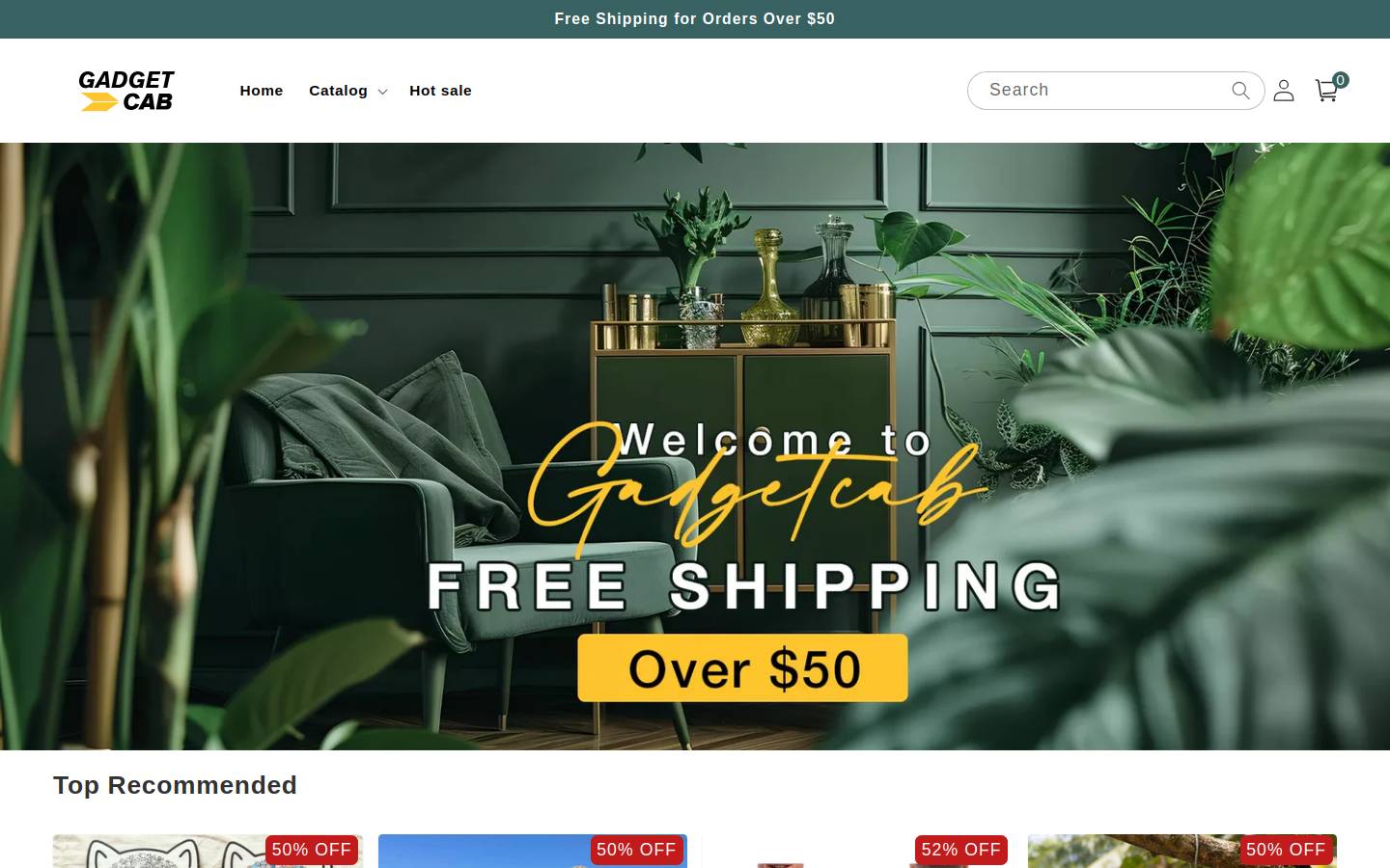 Gadgetcab homepage screenshot