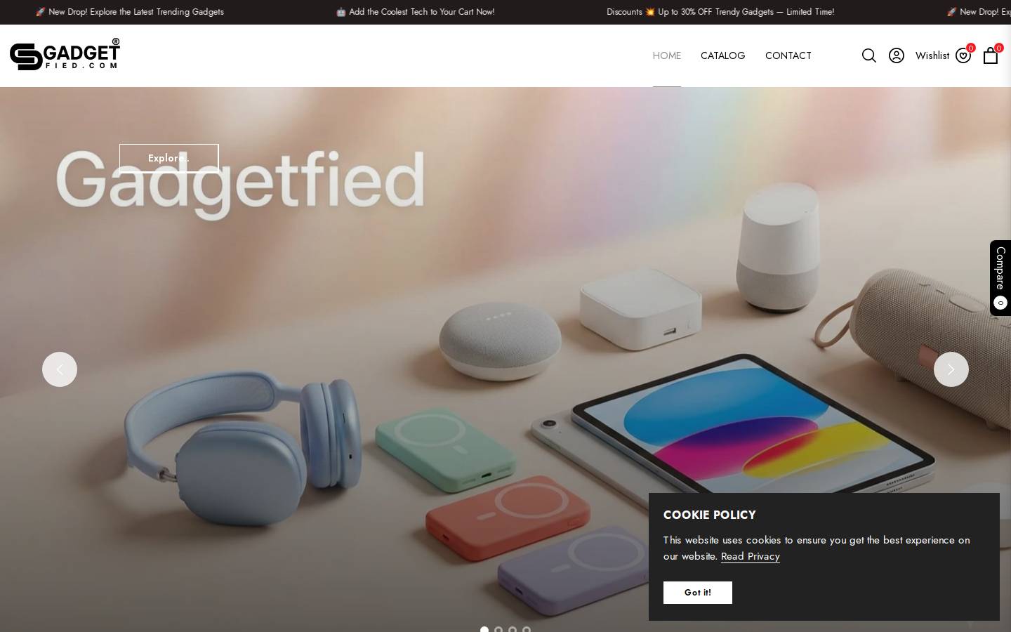 gadgetfied.com homepage screenshot