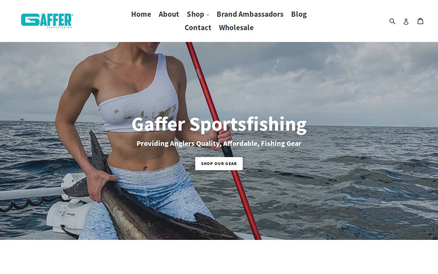 gaffersportfishing.com homepage screenshot