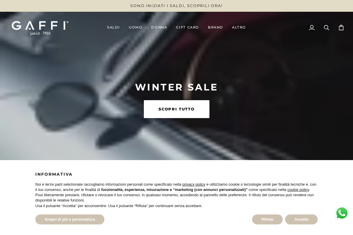 Gaffi Store 1966 Roma homepage screenshot