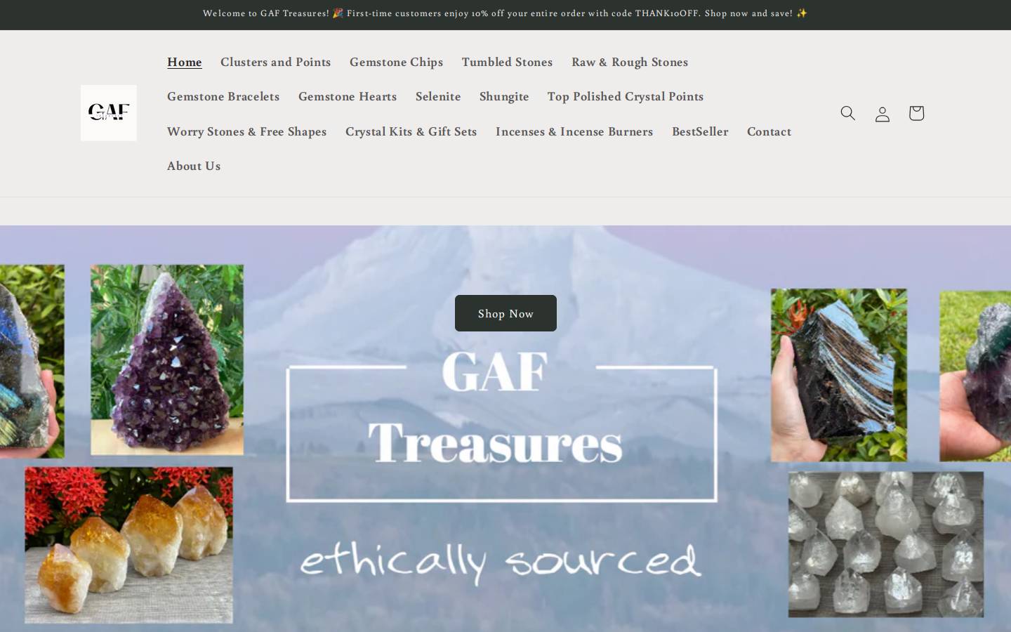 gaftreasures.com homepage screenshot