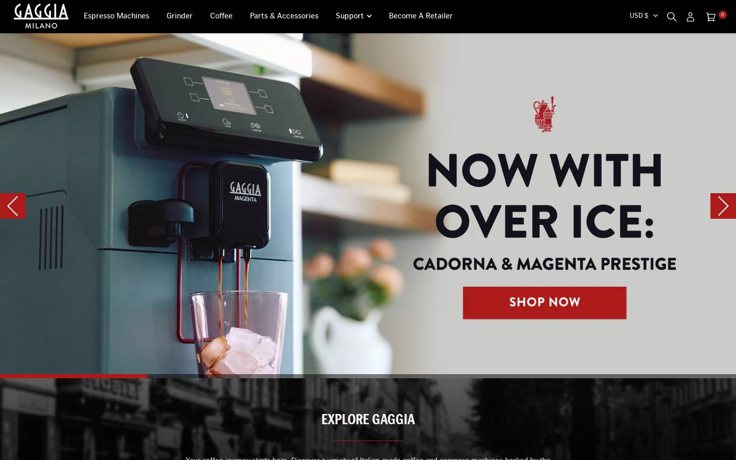 Gaggia Na homepage screenshot