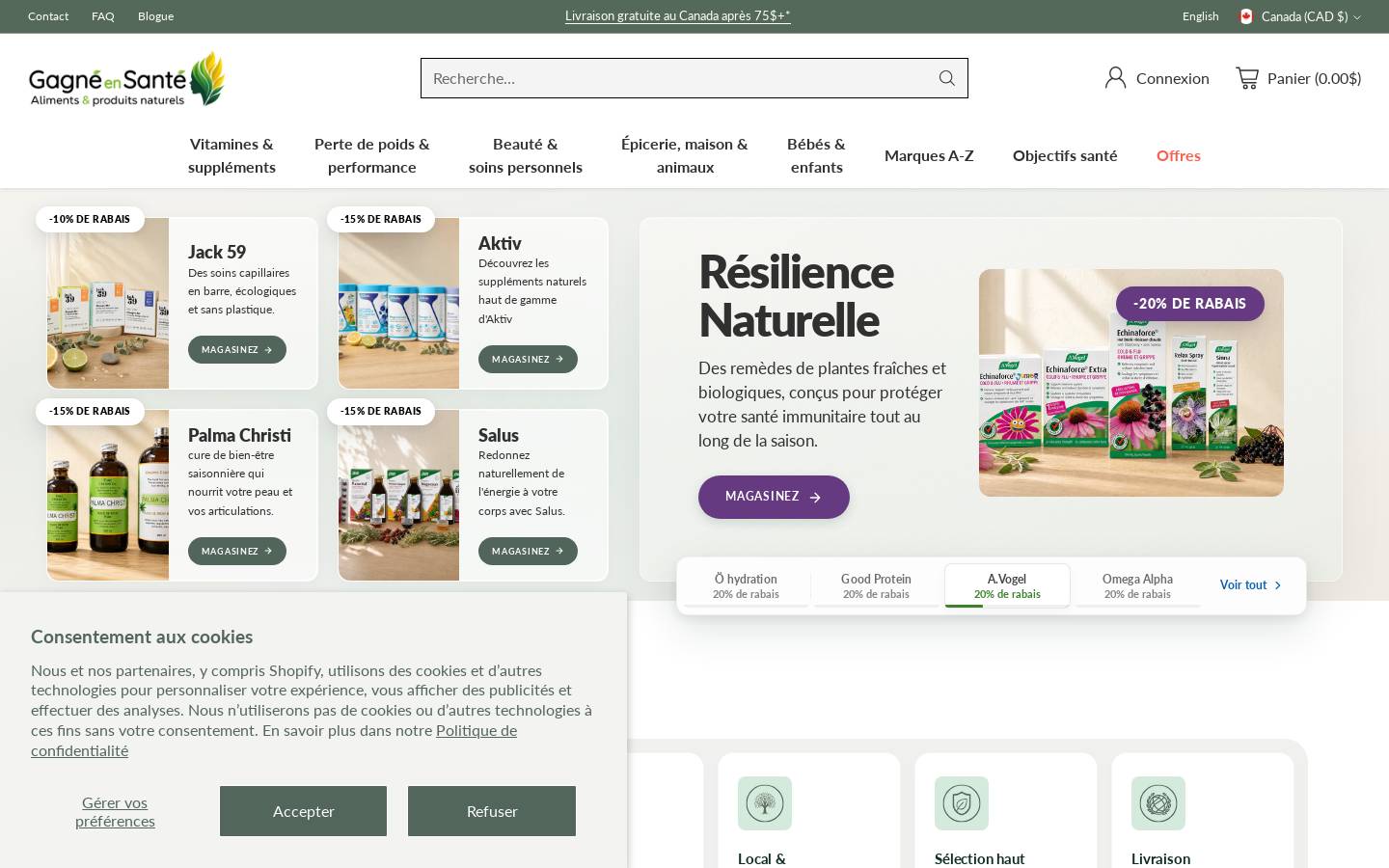 Gagné en Santé homepage screenshot
