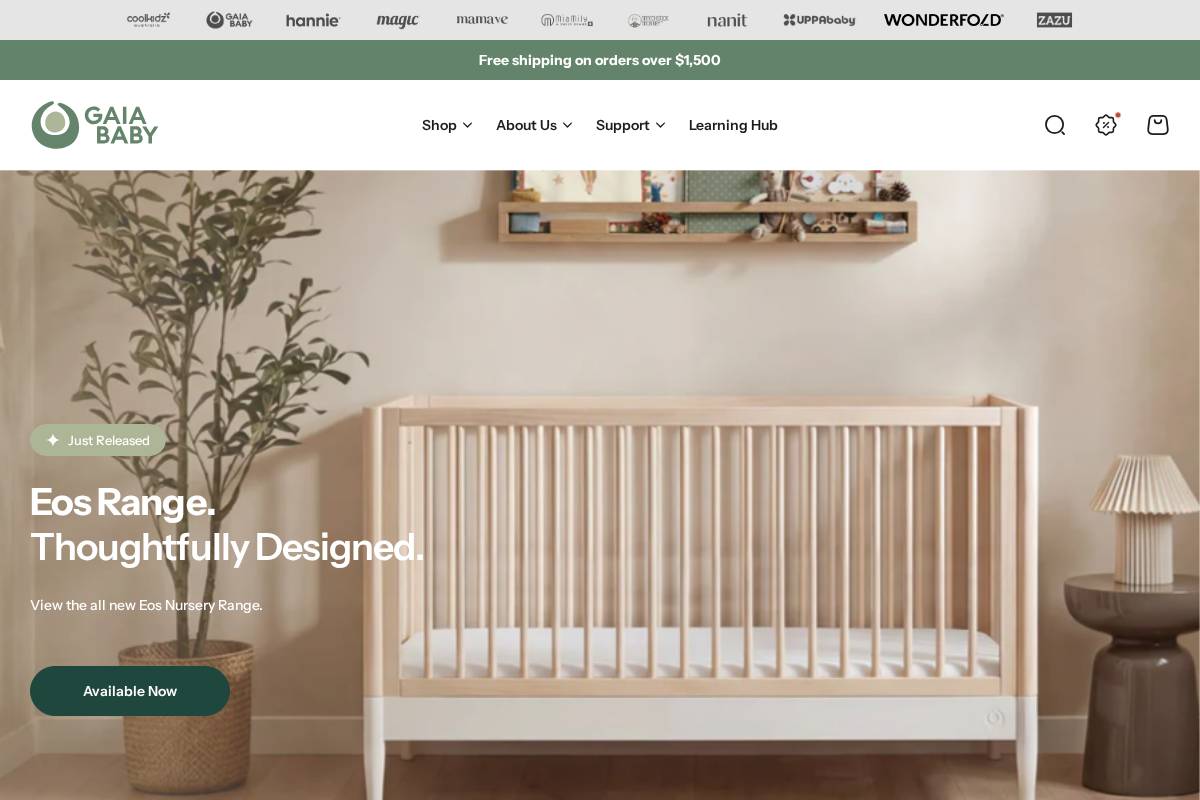 Gaia Baby homepage screenshot