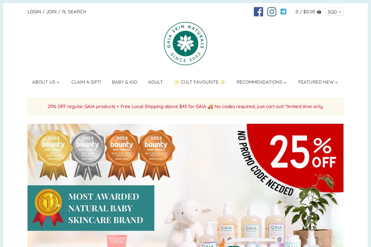 Gaia homepage screenshot