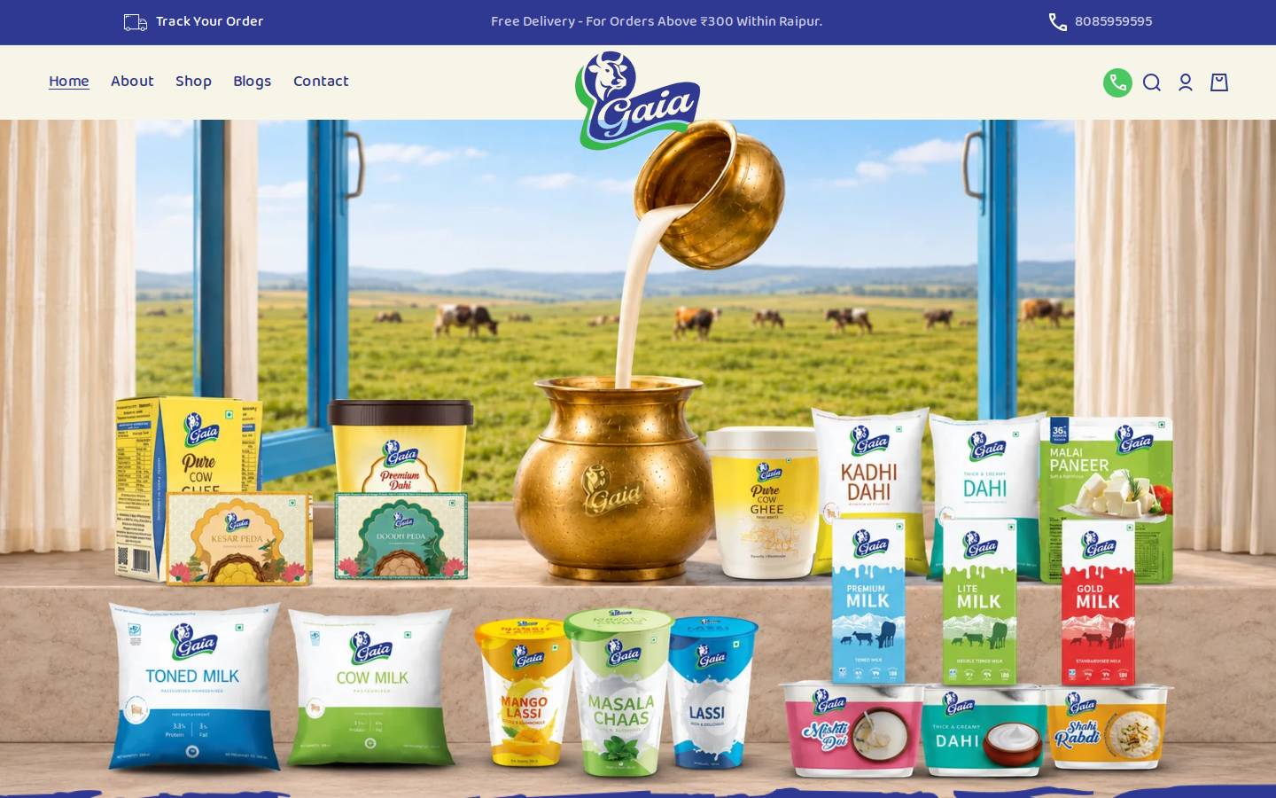 gaiadairy.com homepage screenshot