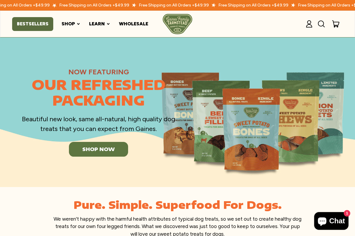 Gaines Family Farmstead homepage screenshot