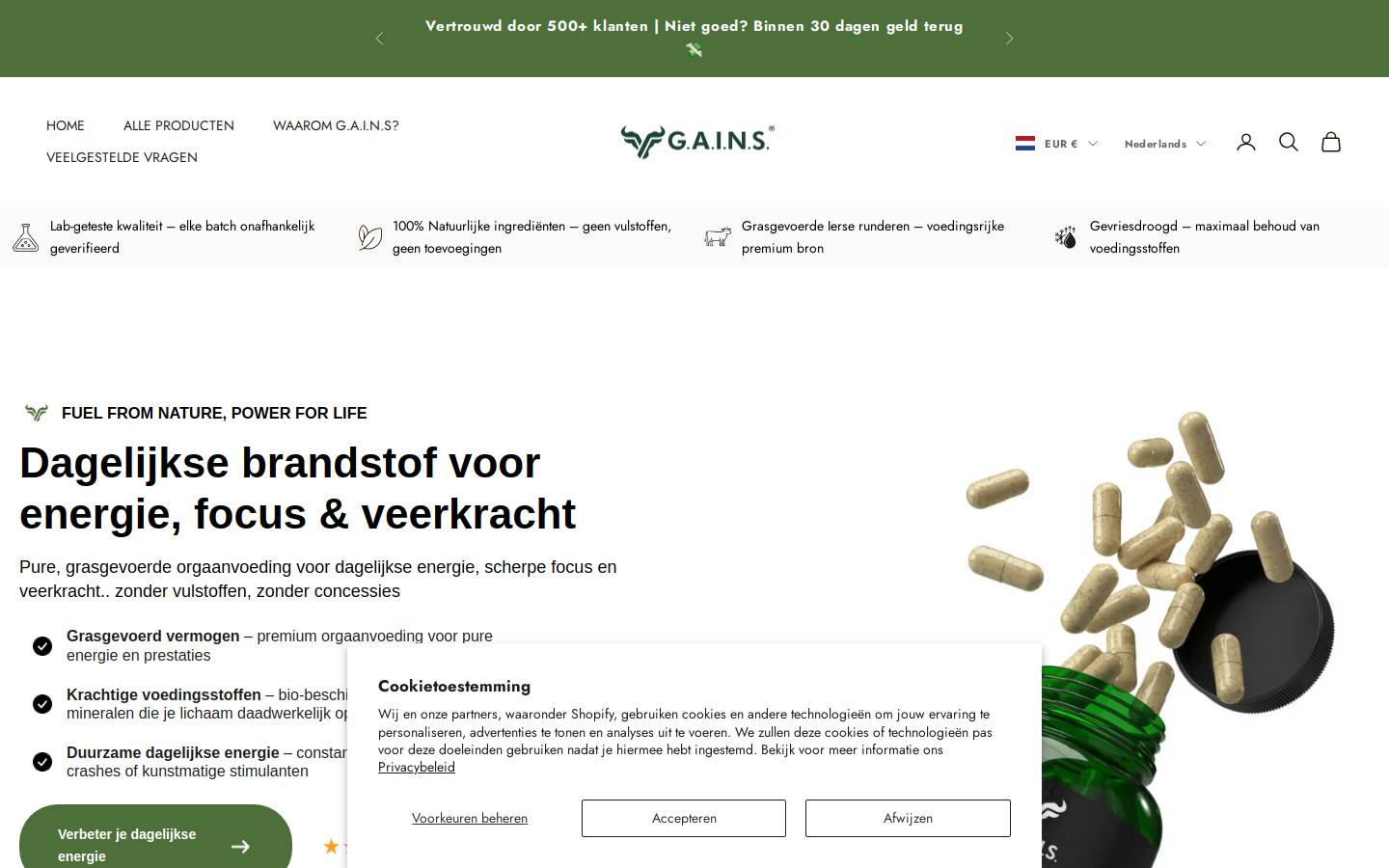 Gains.com homepage screenshot