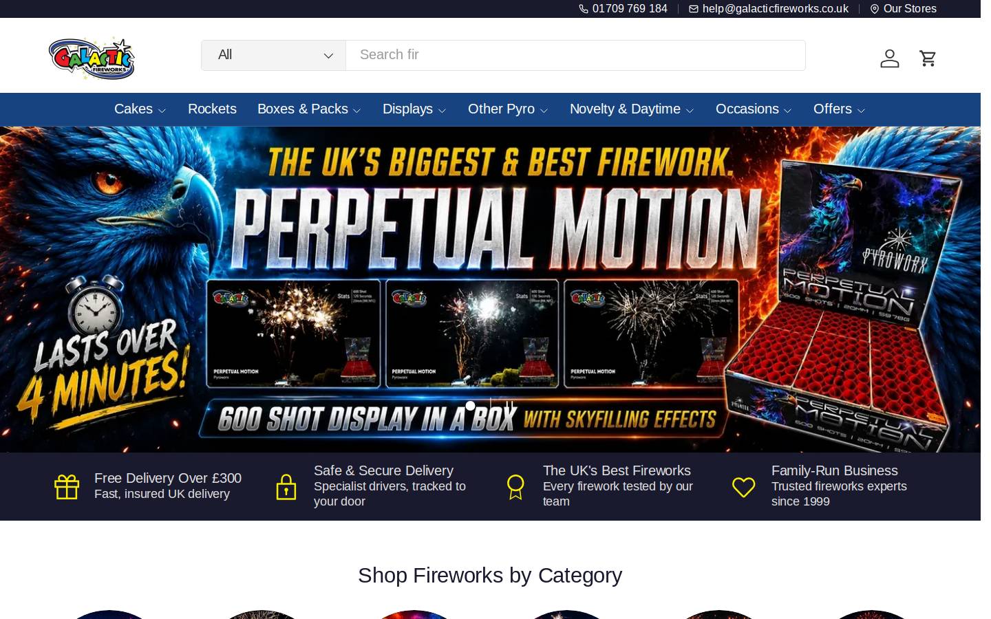 Galactic Fireworks homepage screenshot
