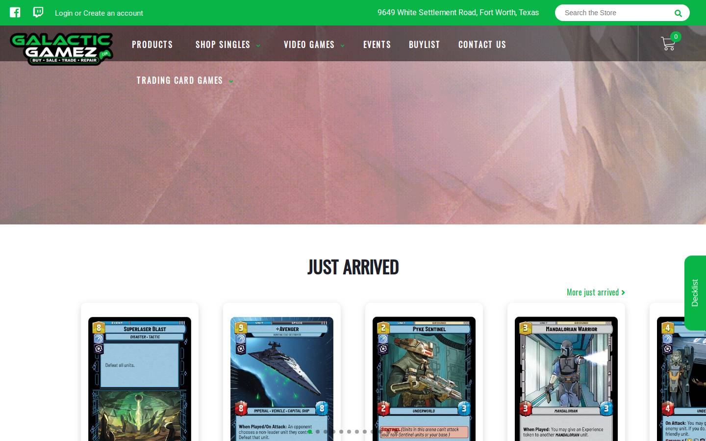 galacticgamez.com homepage screenshot