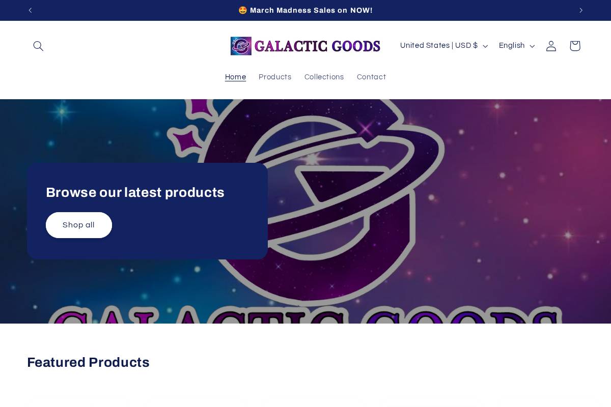 galacticgoodsstore.com homepage screenshot