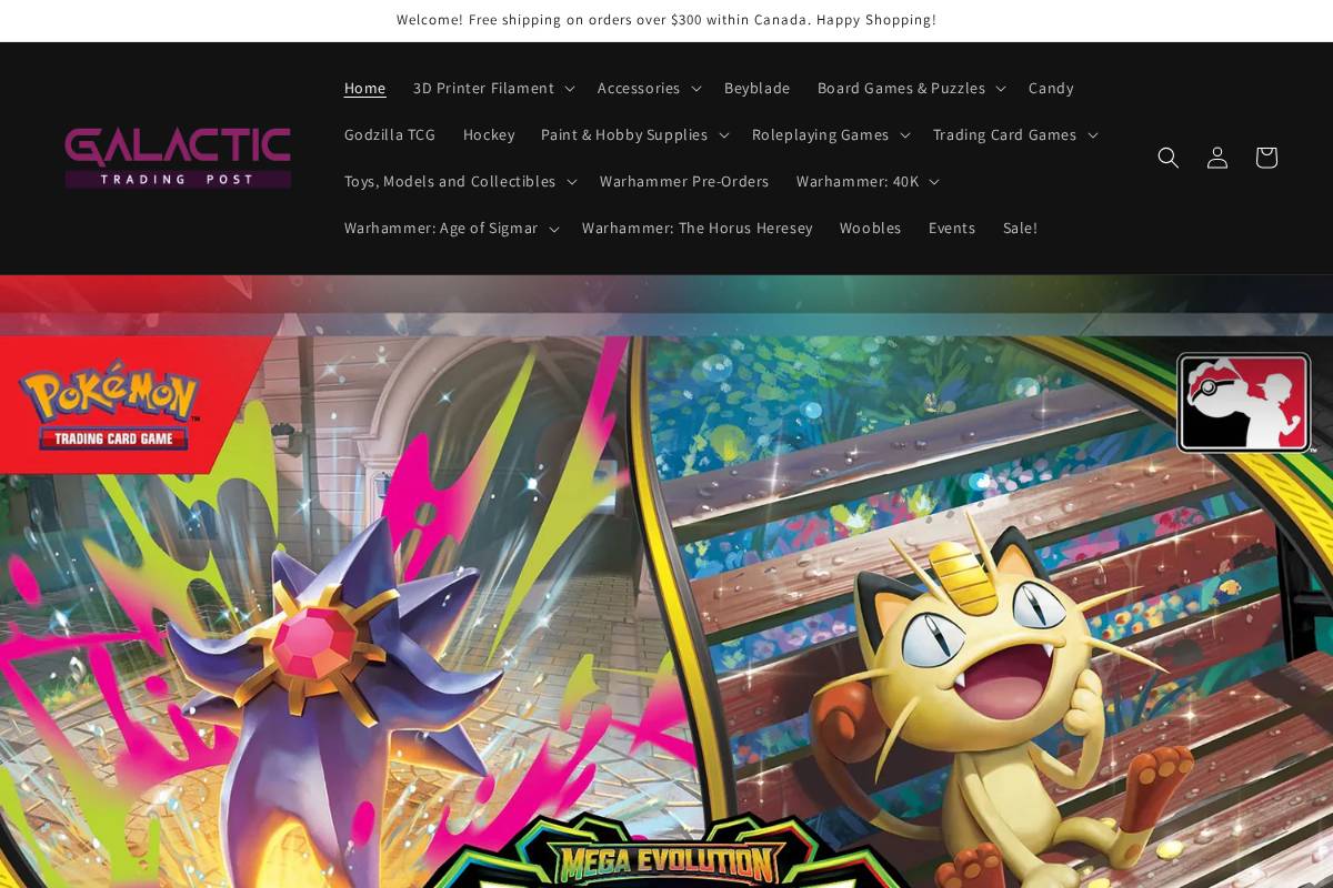 Galactic Trading Post homepage screenshot