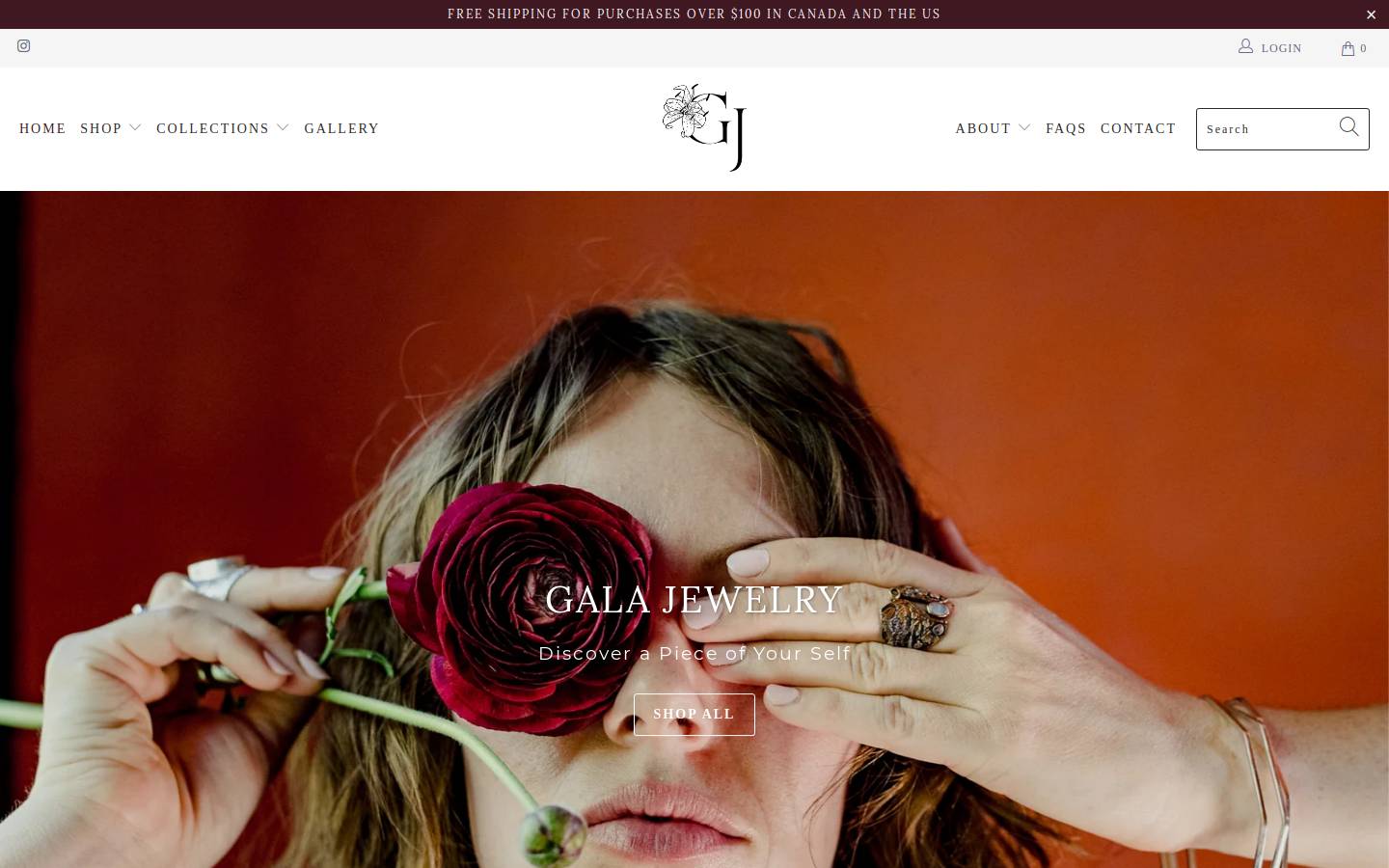 galajewelry.ca homepage screenshot