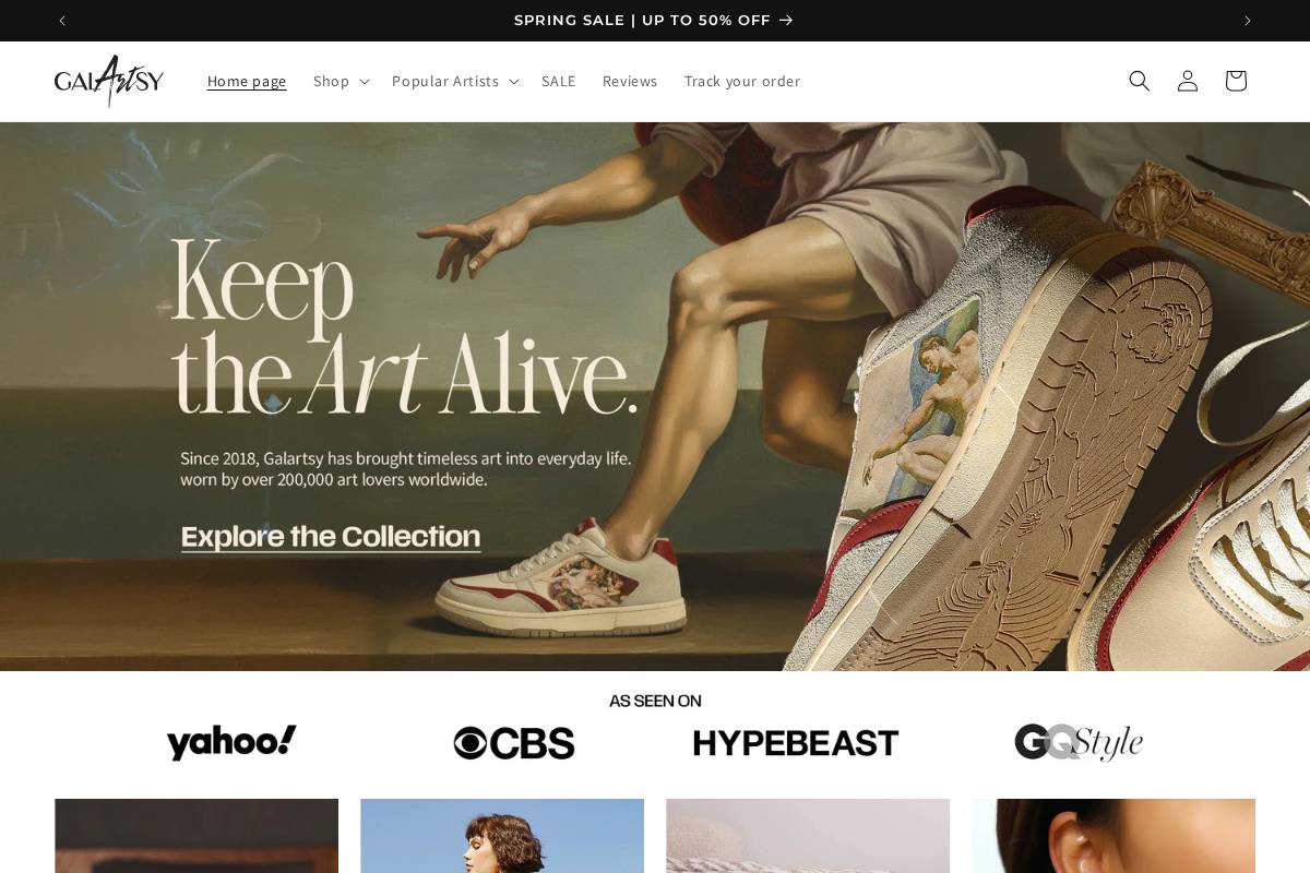 Galartsy homepage screenshot