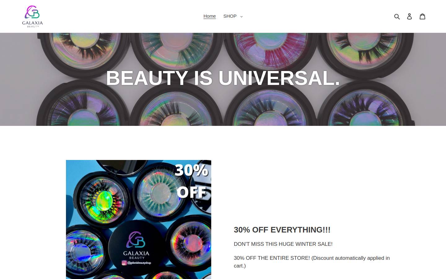 galaxiabeauty.com homepage screenshot