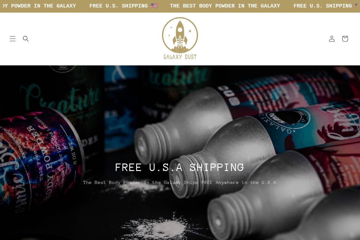 galaxydustpowder.com homepage screenshot