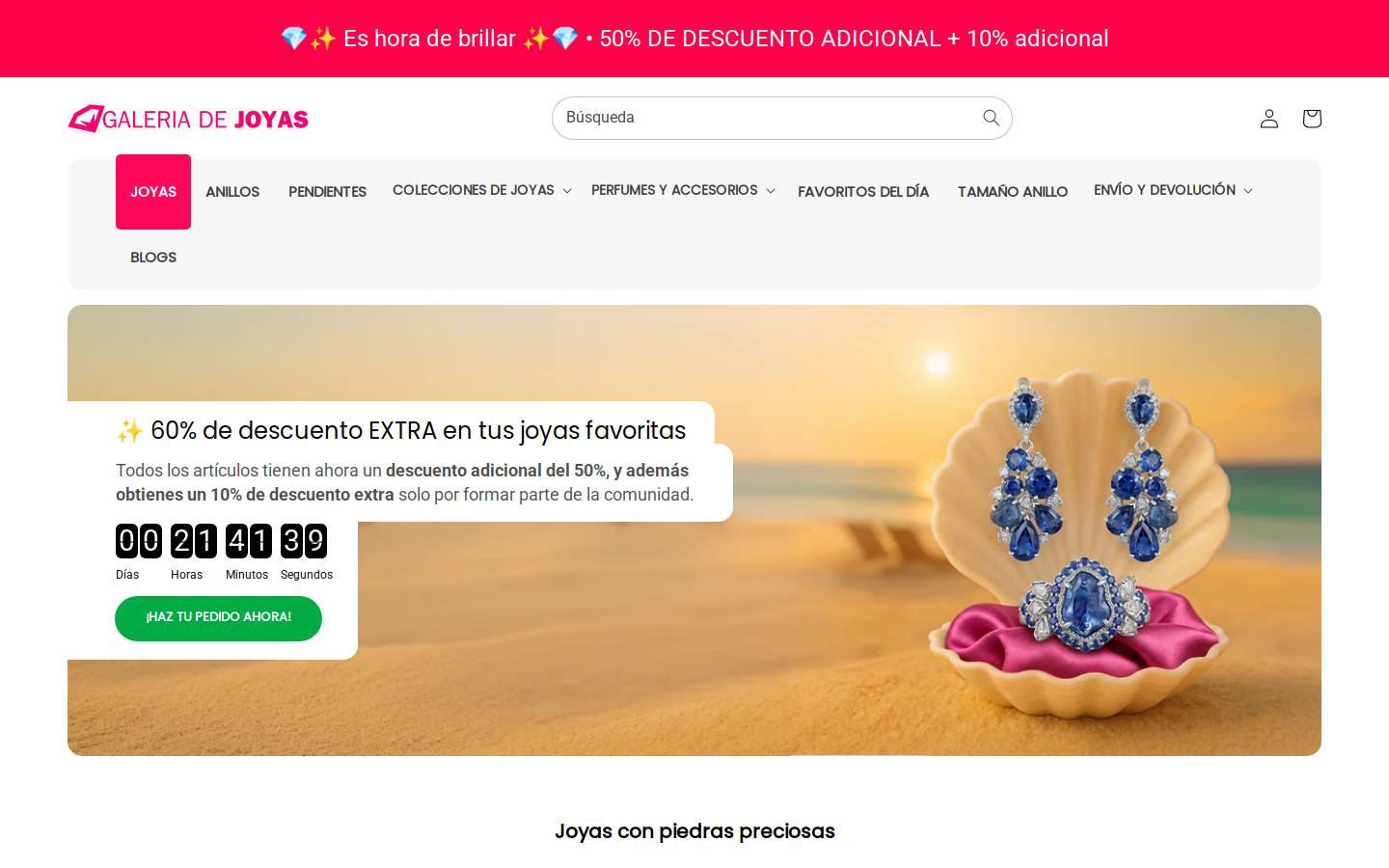 Galeriadejoyas homepage screenshot