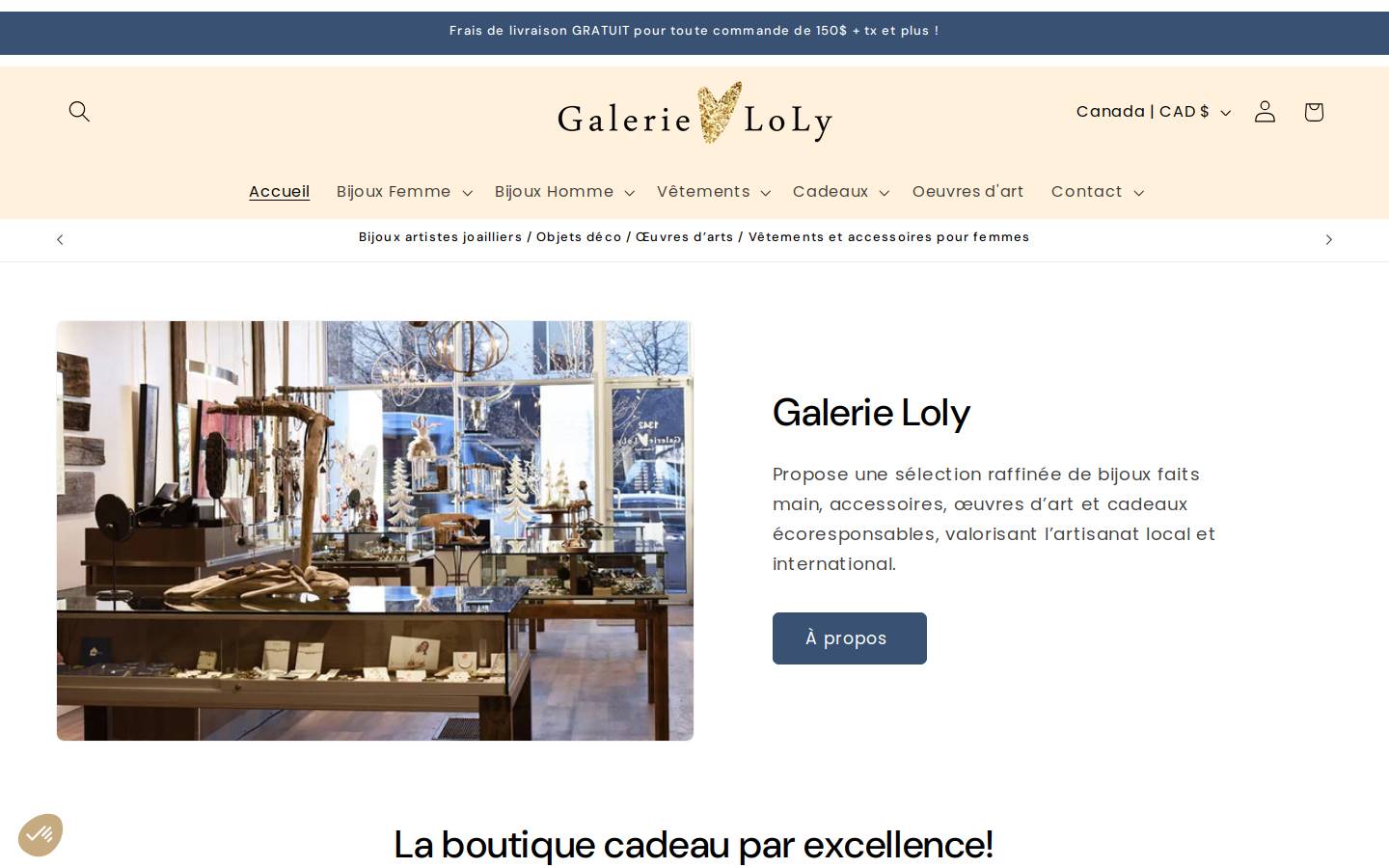 galerieloly.com homepage screenshot