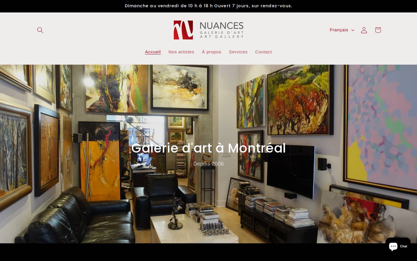 galerienuances.com homepage screenshot