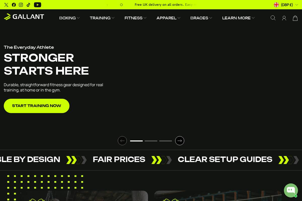 Gallant Sports homepage screenshot