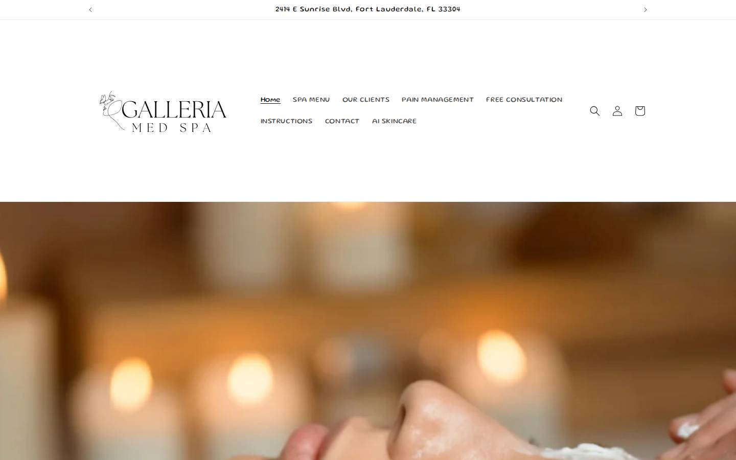 galleriaspa.com homepage screenshot