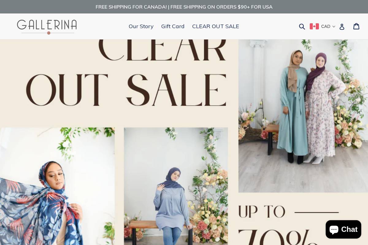 gallerina.ca homepage screenshot