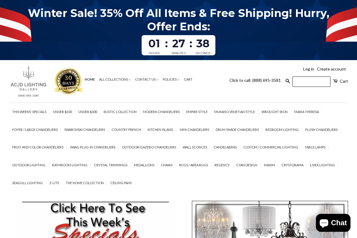 ACJD Lighting homepage screenshot