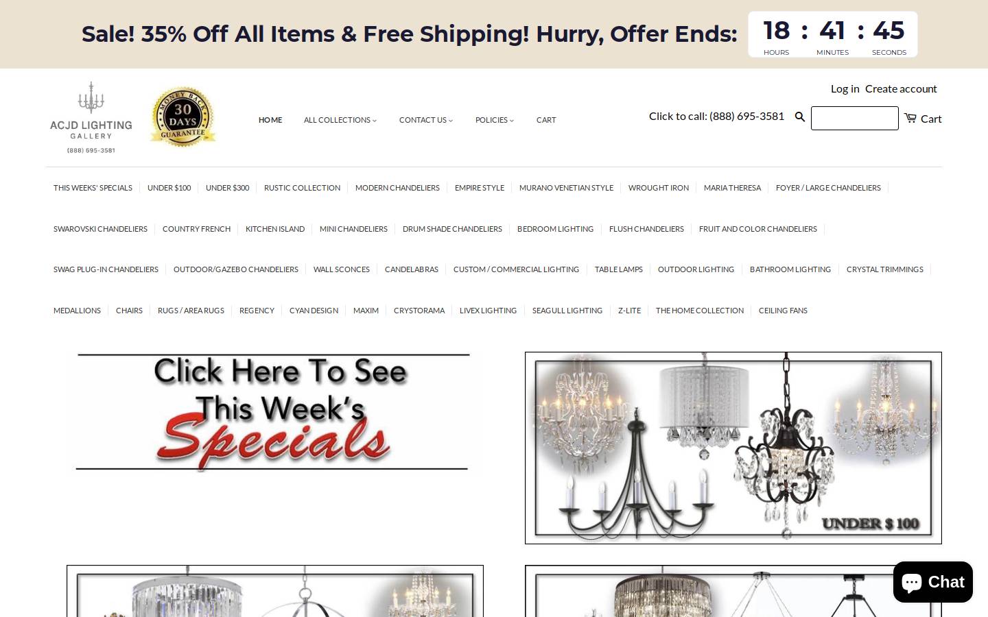 Gallerychandeliers homepage screenshot
