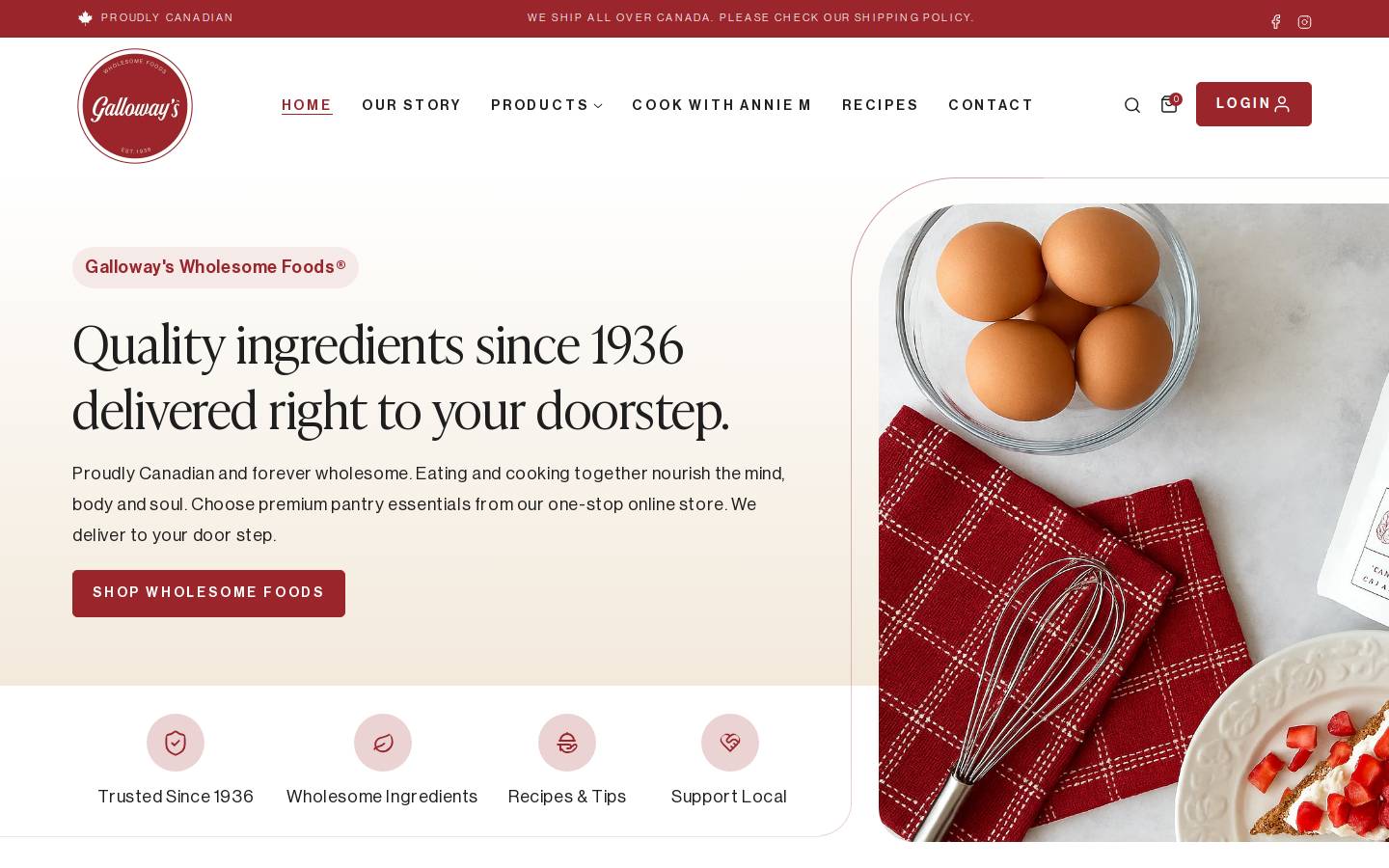 gallowaysfoods.com homepage screenshot