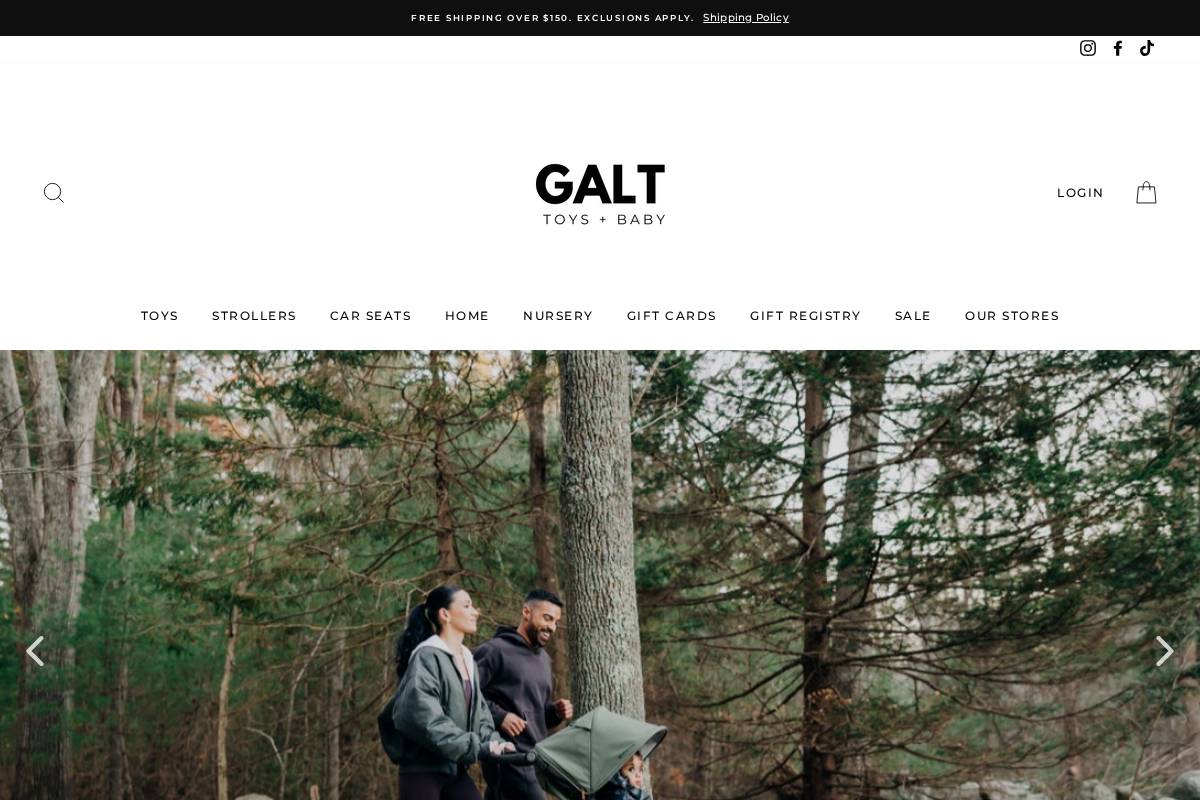 Galt Toys + Galt Baby homepage screenshot