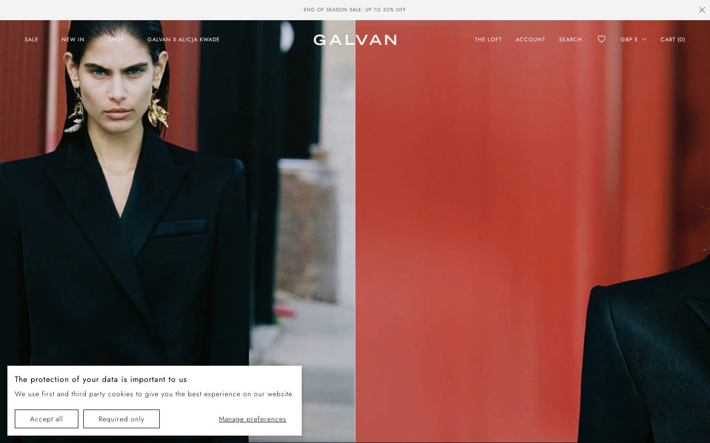 Galvan London homepage screenshot