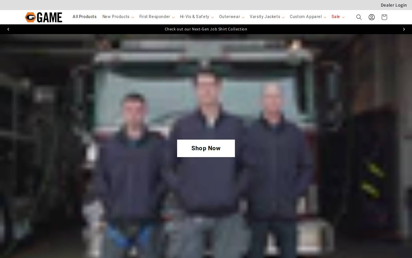 game-apparel.com homepage screenshot