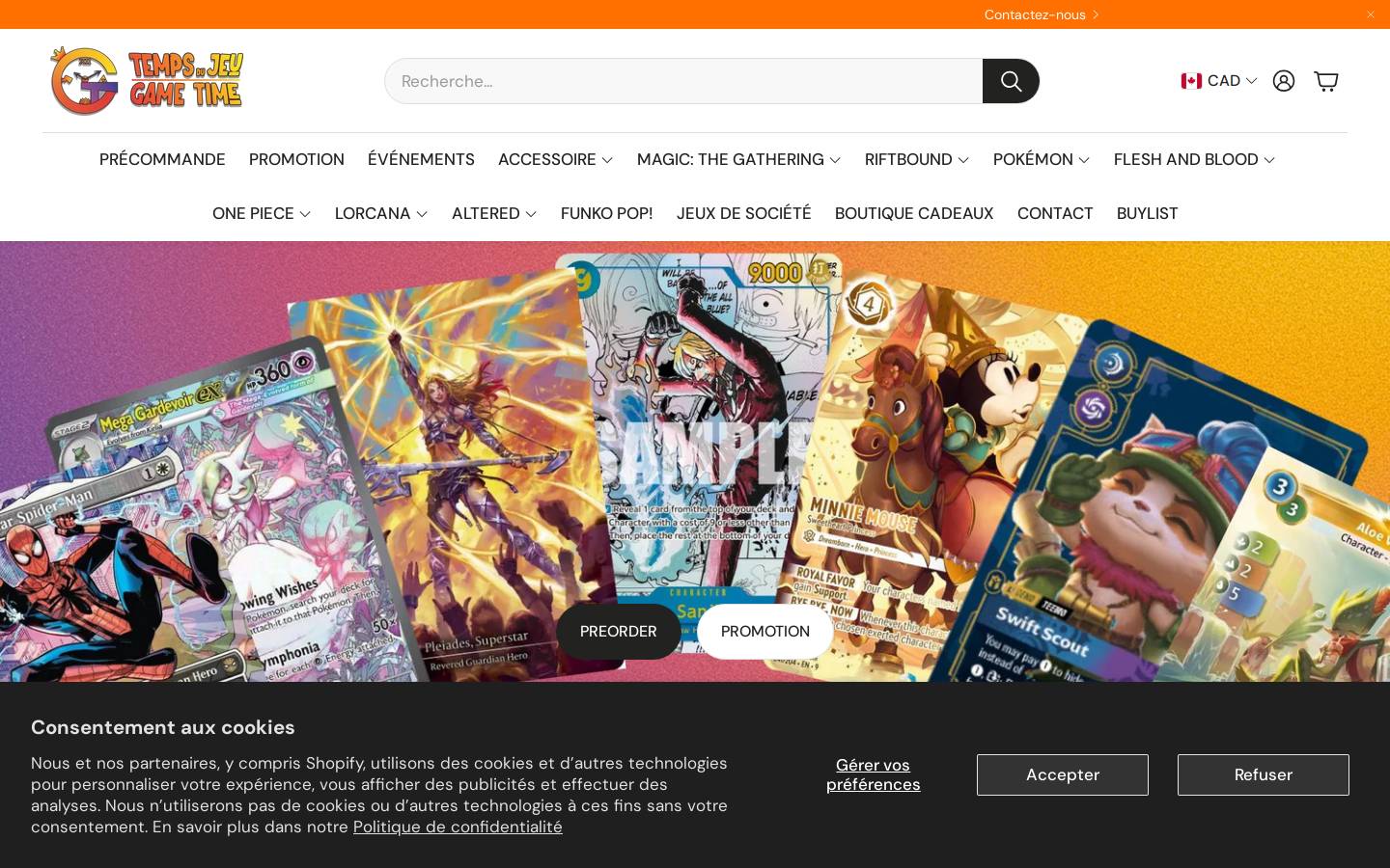 game-time.ca homepage screenshot