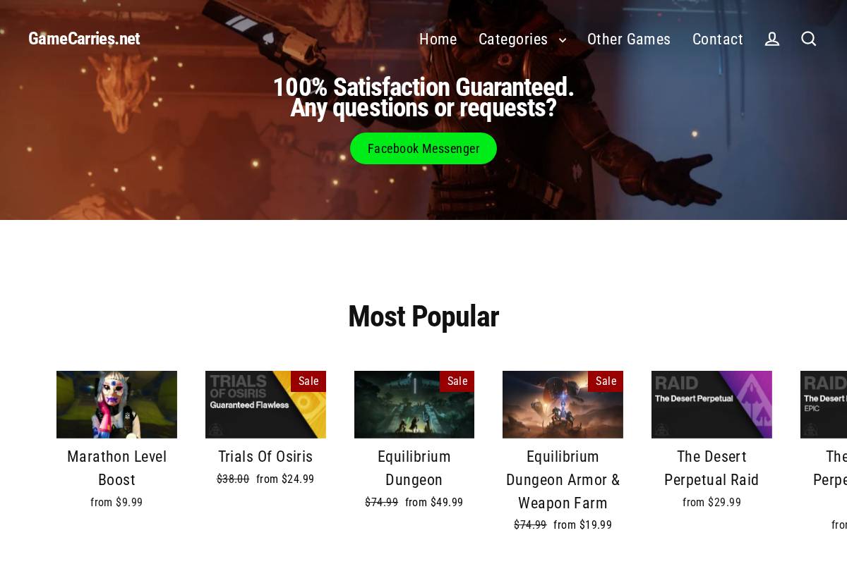 Gamecarries homepage screenshot