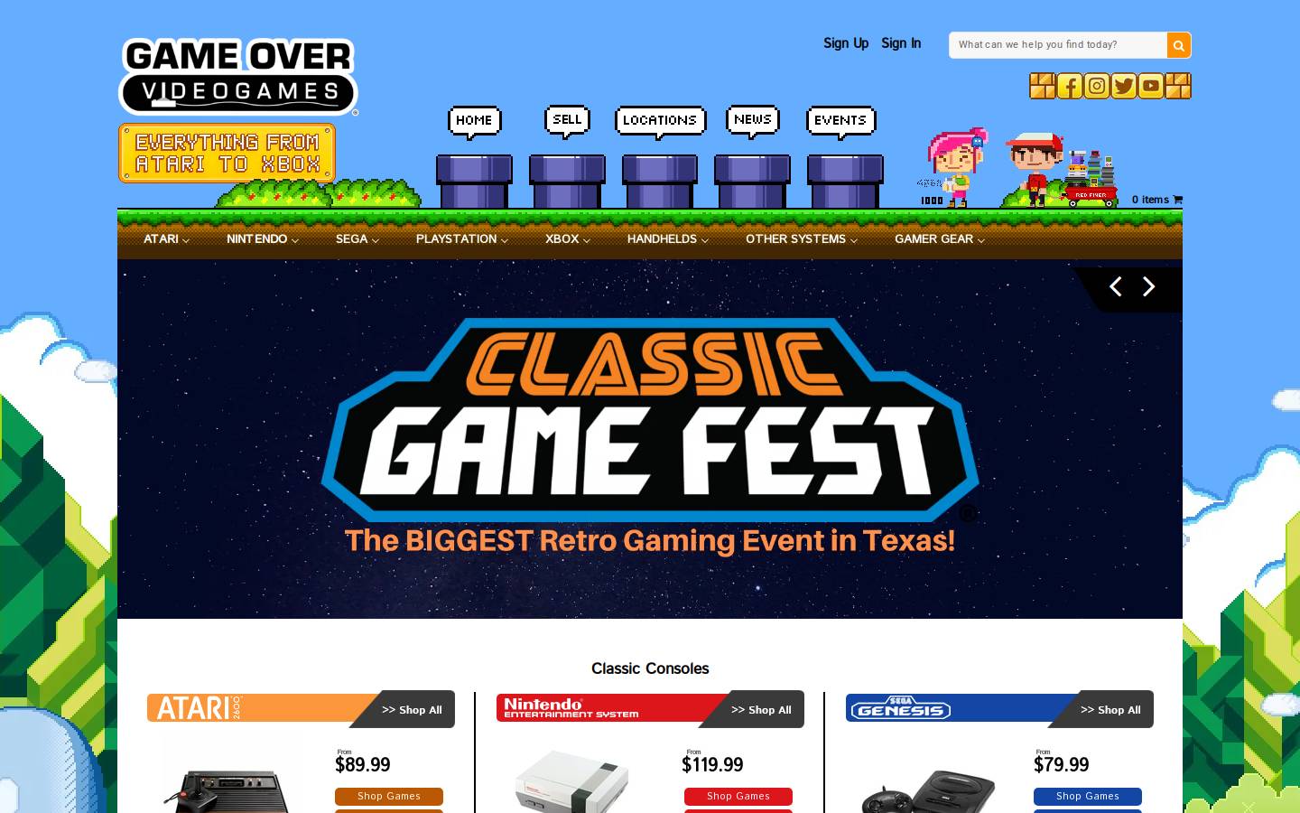 gameovervideogames.com homepage screenshot