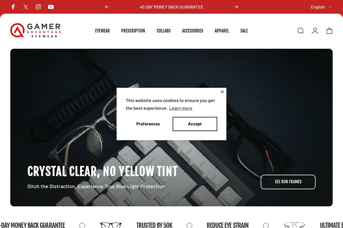 Gamer Advantage homepage screenshot