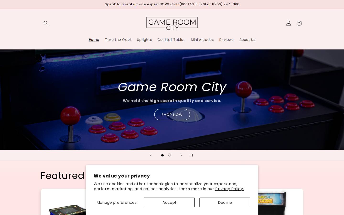 gameroomcity.com homepage screenshot