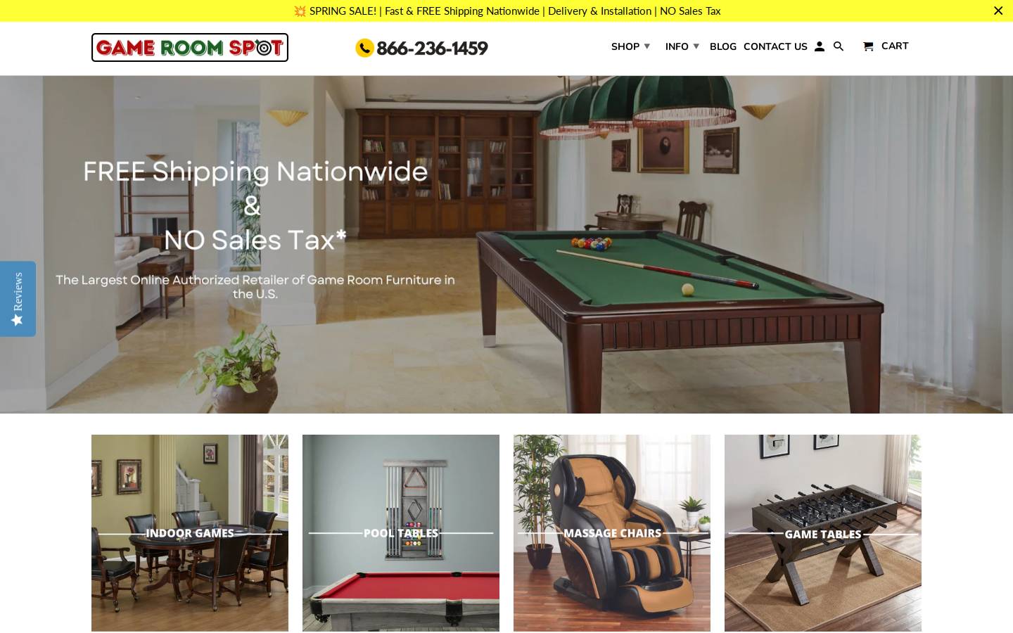 Game Room Spot homepage screenshot