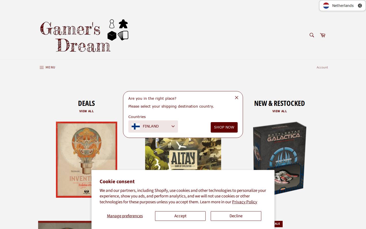 Gamersdream homepage screenshot