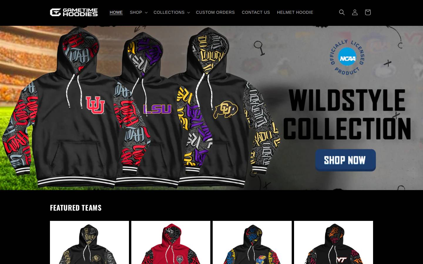 gametimehoodies.com homepage screenshot