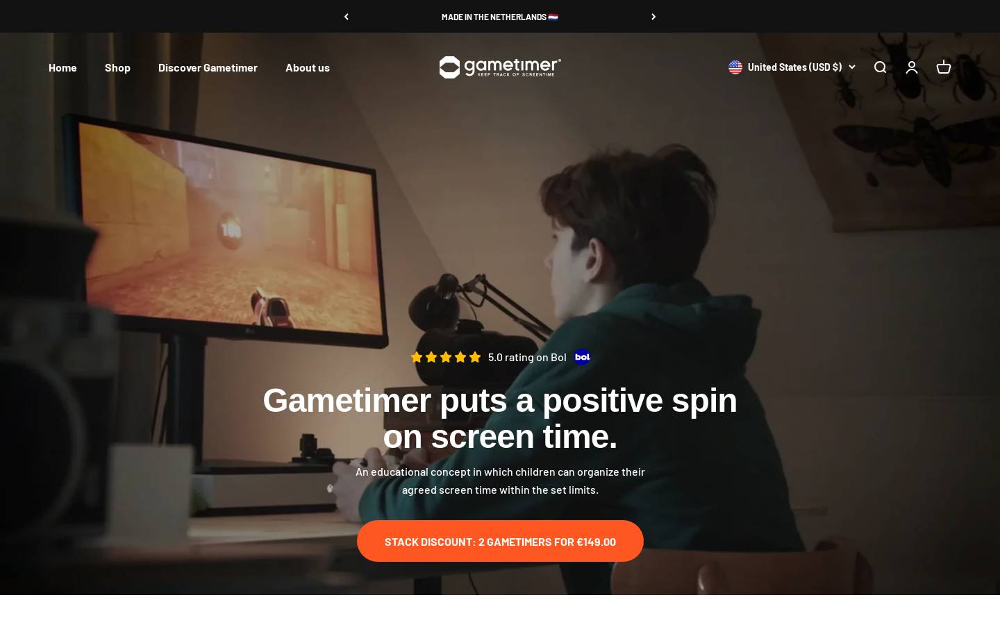 Gametimer homepage screenshot