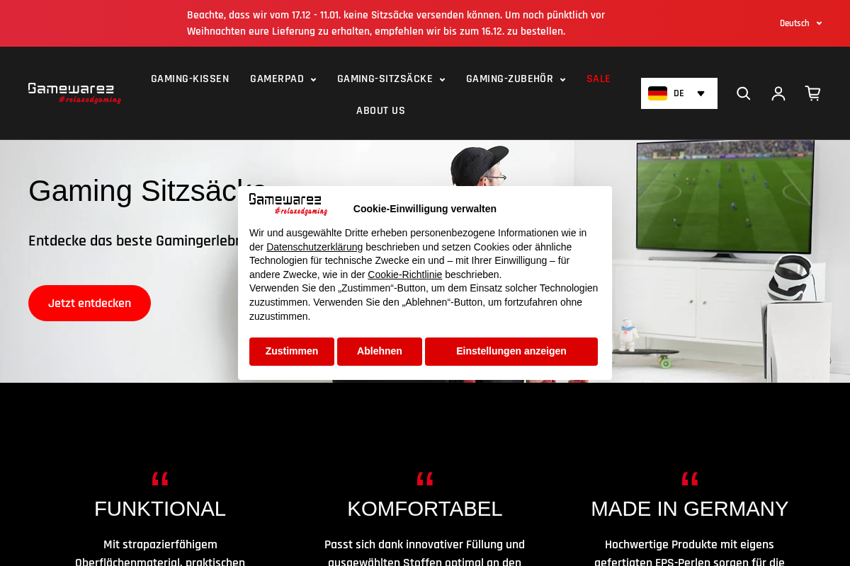 Gamewarez homepage screenshot