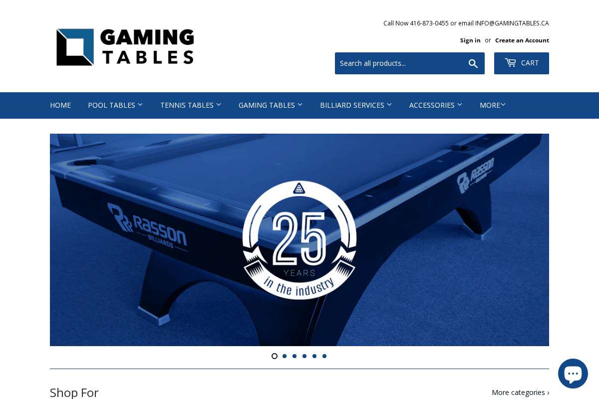 Gamingtables.ca homepage screenshot