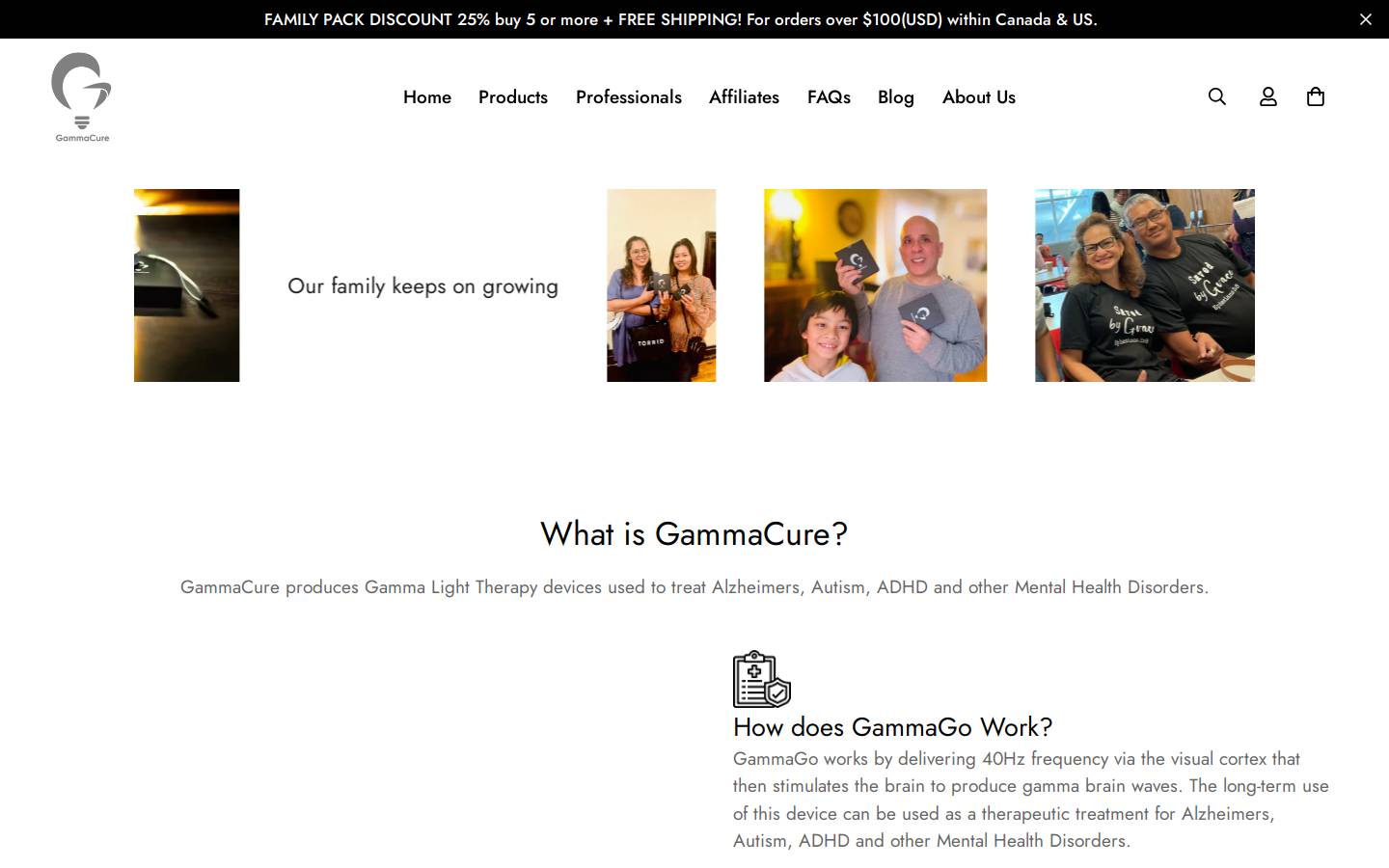 gammacure.com homepage screenshot