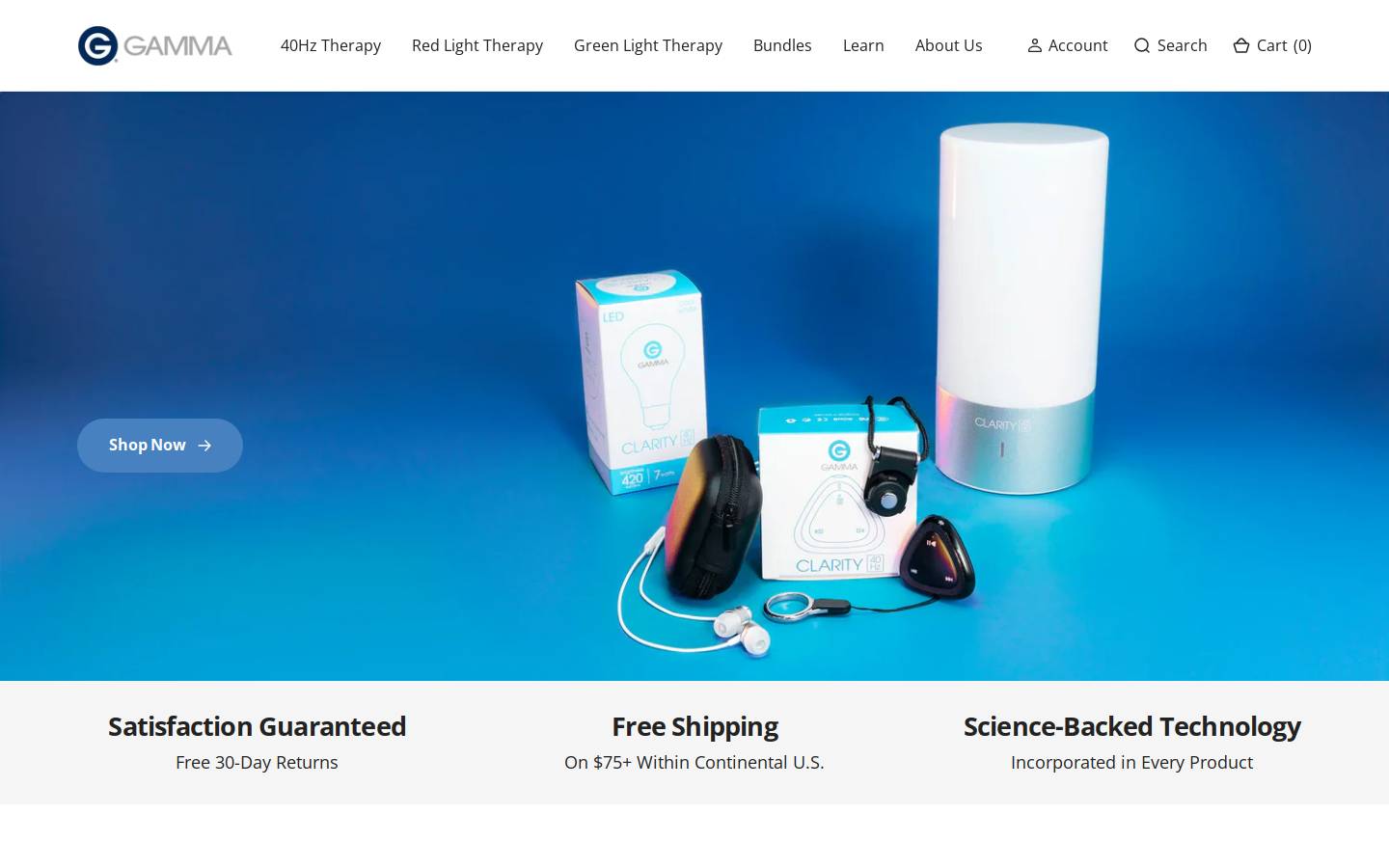 gammalighttherapy.com homepage screenshot