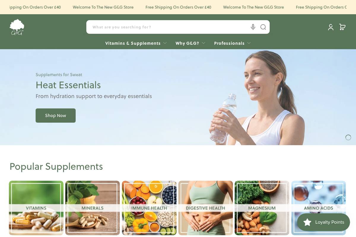 G&G Vitamins homepage screenshot