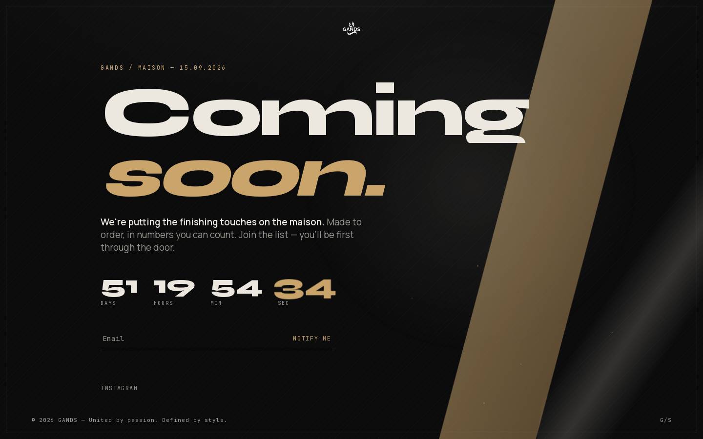 GANDS Streetwear homepage screenshot