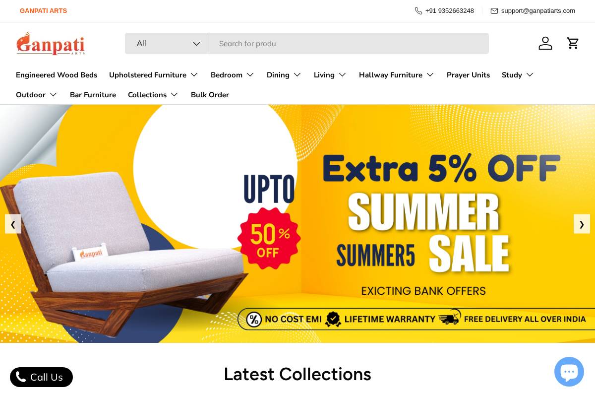 ganpatiarts.com homepage screenshot